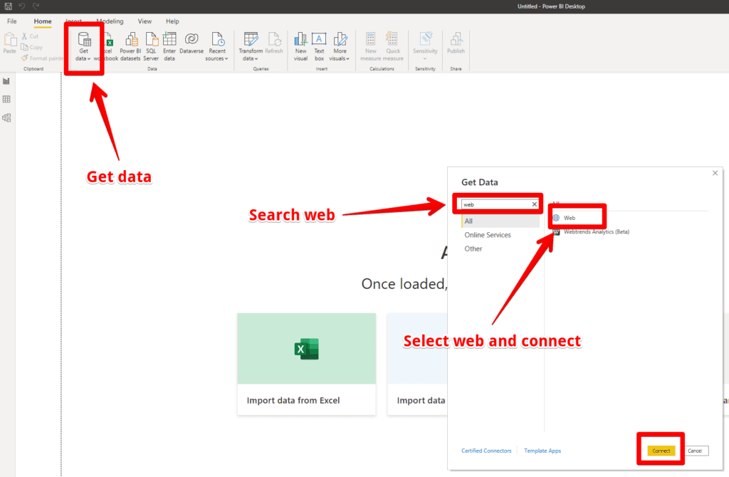 Power BI Desktop Get data